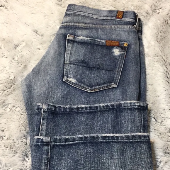 7 For All Mankind Flare Leg Distressed Sz 29 - Picture 5 of 6